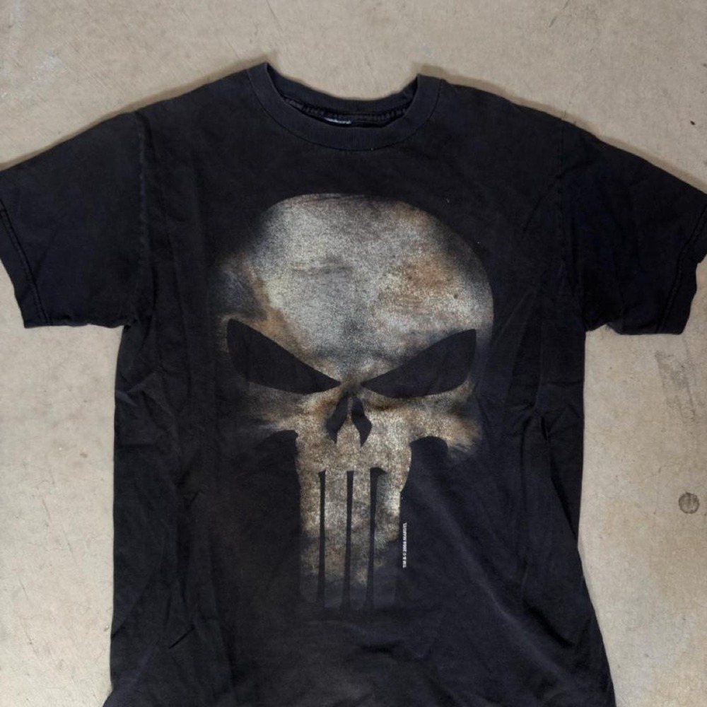 Vintage 2006 Marvel Punisher Skull Graphic T-Shirt Black Mens Small - Picture 2 of 4